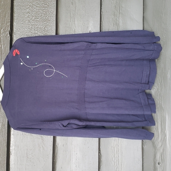 QUACKER FACTORY Vintage Ladybug Twofer Cardigan Sweater sz L Women's Top - Picture 2 of 5